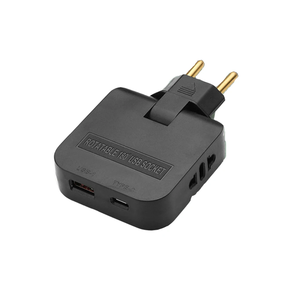 ตัวเลือกสินค้า อะแดปเตอร์ EU พับได้ 4 แบบ ชาร์จ USB & Type C