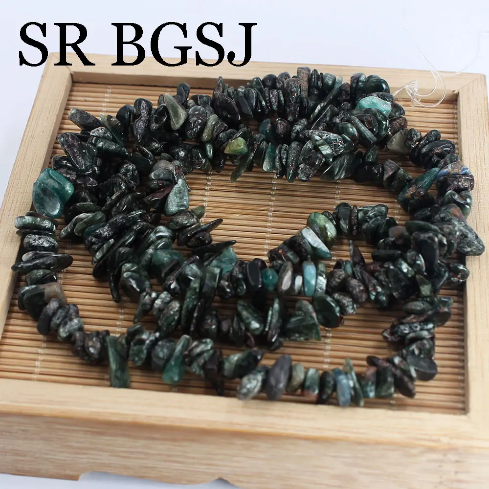 

6-8mm Natural Chips Gravel Stone Irregular Nugget Seraphinite Beads For Jewelry Making DIY Bracelet Necklace Accessories 34"