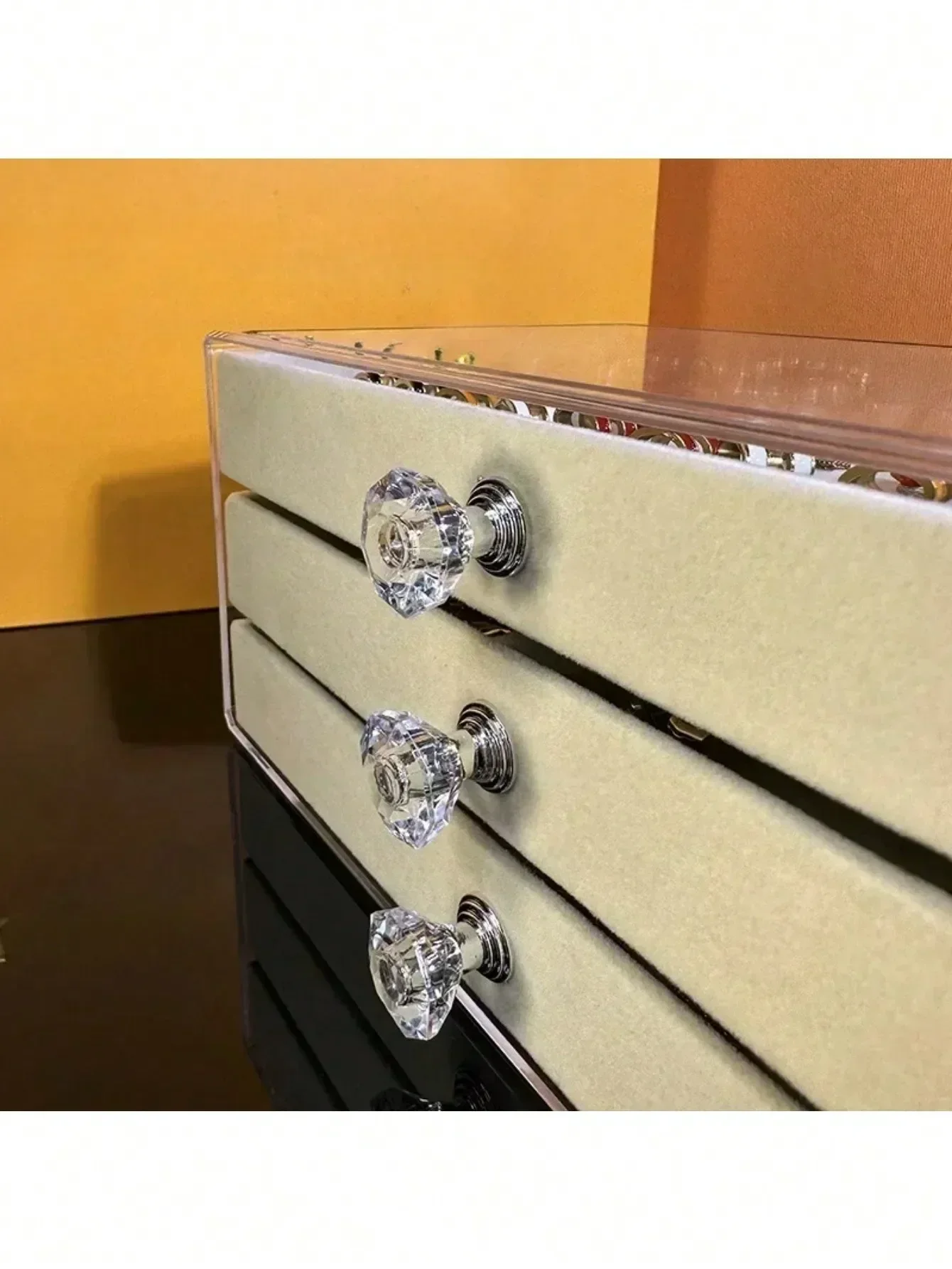 Jewelry Organizer Acrylic Velvet Jewelry Organizer 3 Drawers Stackable Display Storage Earrings Necklace Bracelets Box Holder Case Women