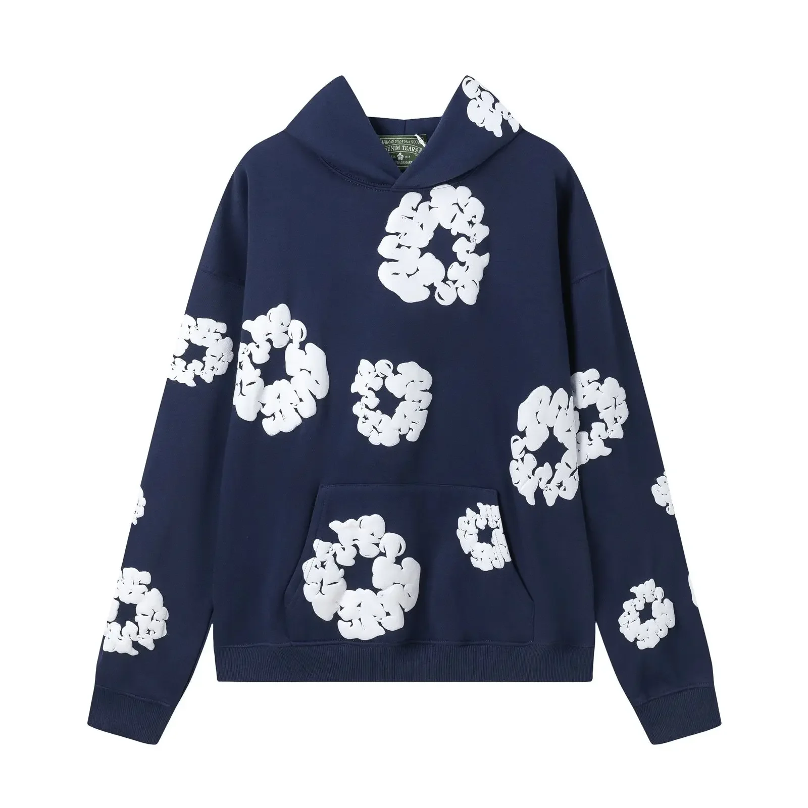 DENIM TEARS Fashion New Men's Women's Same Kapok Foam Printing Loose Velvet Hooded Sweater Trousers Set 5