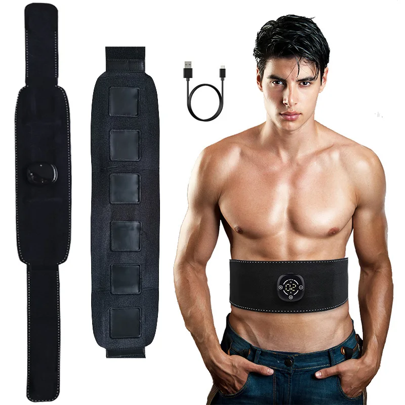 Abs Muscle Stimulator Electric EMS Trainer Toner USB Rechargeable Abdominal  Vibration Fitness Belt Body Waist Belly Weight Loss 