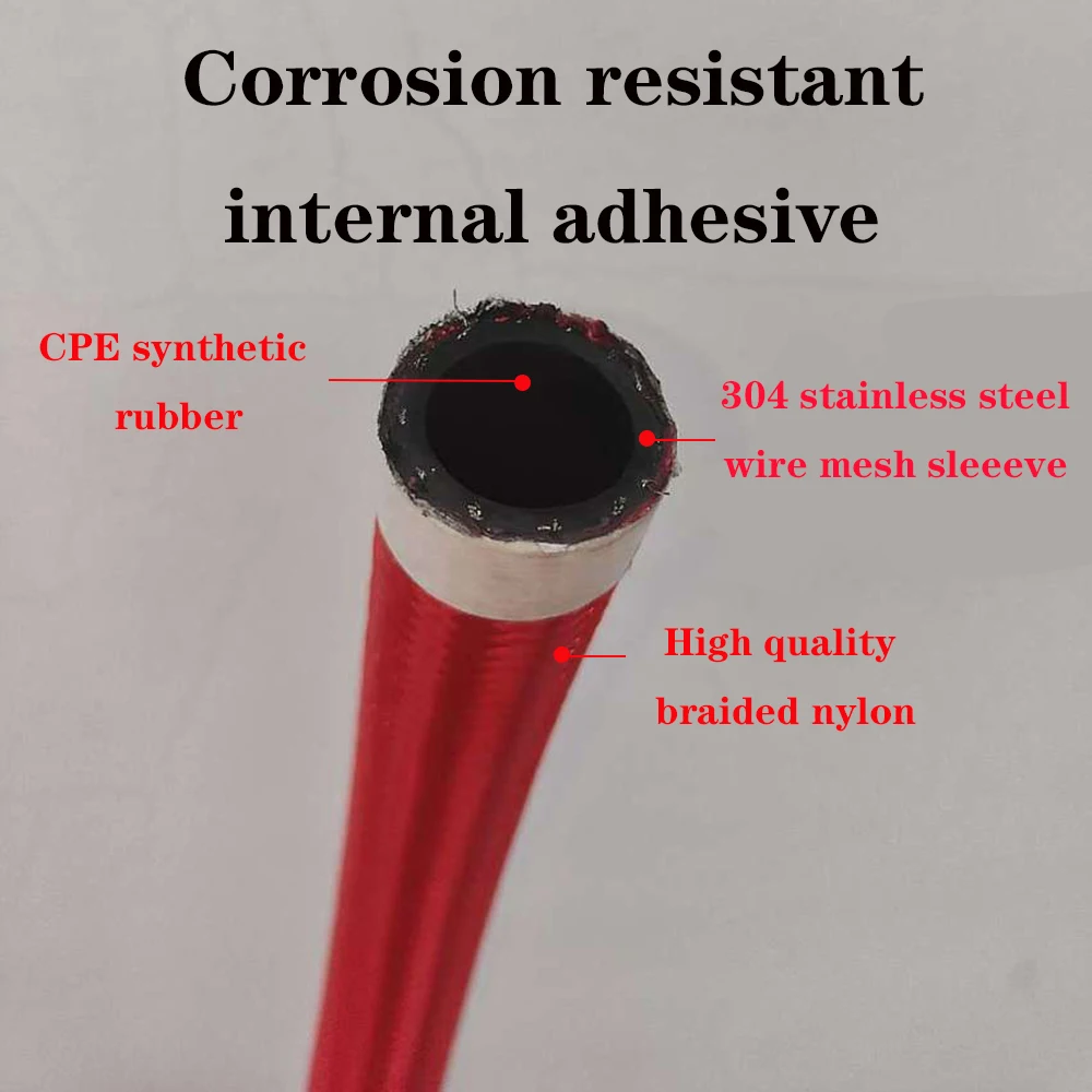 Fuel Hose Oil Gas Cooler Hose Line Pipe Tube Nylon Stainless Steel Braided Inside CPE Rubber 1M AN4 AN6 AN8 AB10 AN12 AN16 AN20 fuel hose fuel gas hose