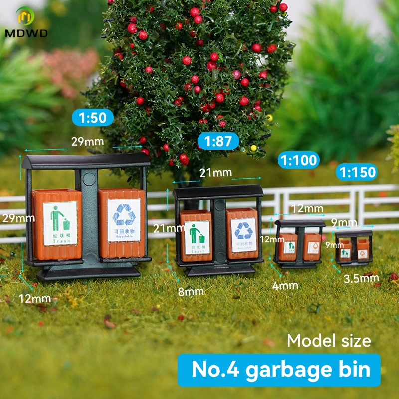 2pcs/Set Dollhouse Miniature Mini Garbage Trash Can Rubbish Bin Toy HO Scale Model Figure Model Train Landscape Diy Accessories 3