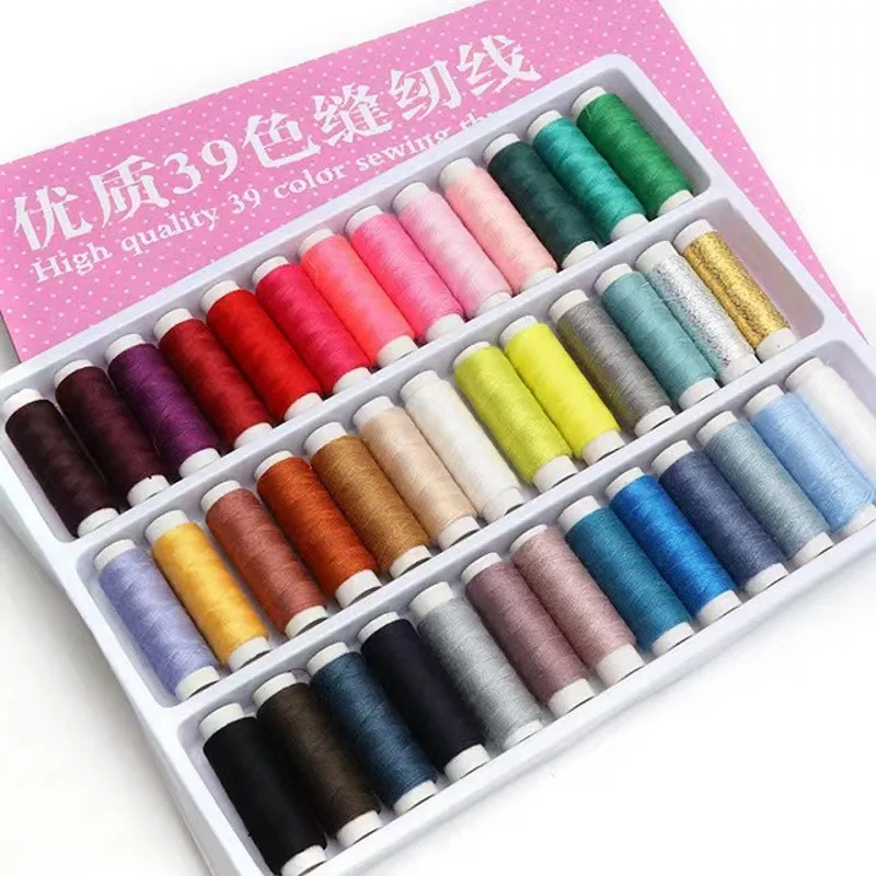 39Pcs Mixed Colors 100% Polyester Yarn Sewing Thread Roll Machine Hand ...