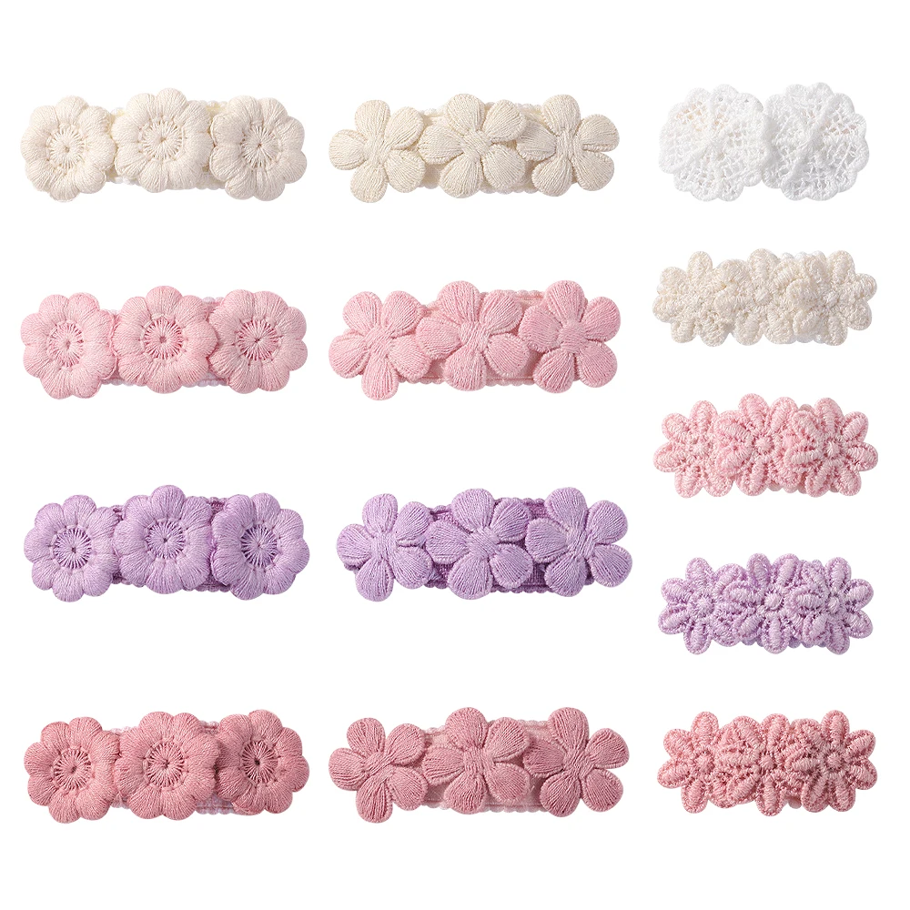 60pc/lot 1.5” Floral Snaps Hair Clips for Women Kids Girls Snap Hair Pins Embroidery Hairpins Baby Girl Daisy Flower Barrettes