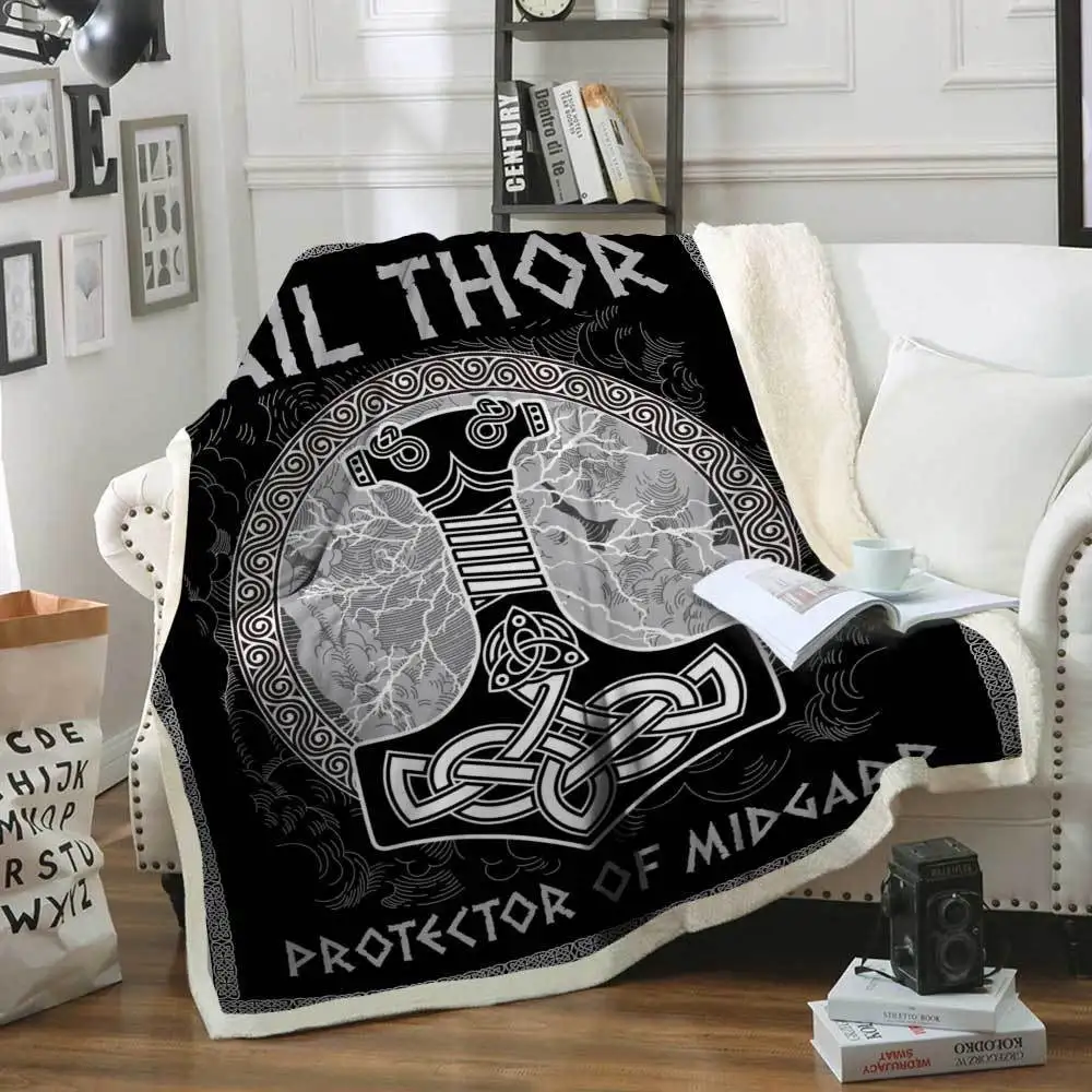 

Hail Thor Viking Premium Fleece Blanket 3D All Over Printed Sherpa Blanket on Bed Home Textiles 03