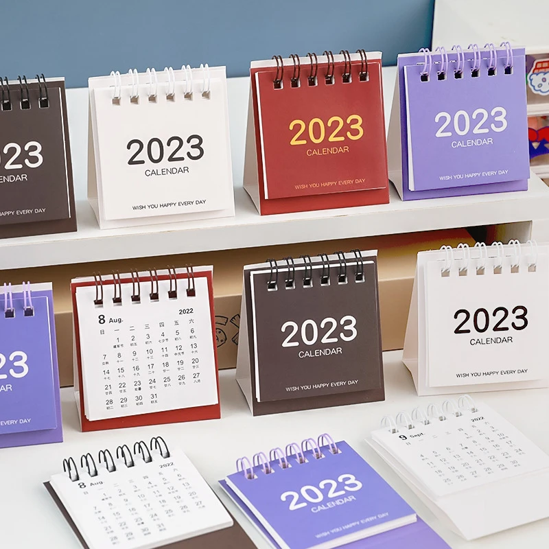 2023-Simple-Solid-Color-Mini-Desktop-Paper-Simple-Calendar-Dual-Daily ...