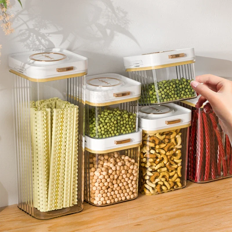 

New Kitchen Food Storage Container Plastic Noodle Box Refrigerator Multigrain Storage Tank Transparent Sealed Cans Keep Fresh