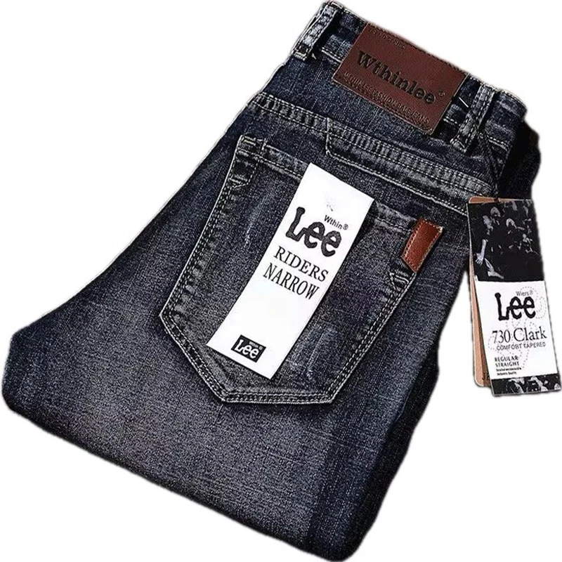 Classic Business Casual Jeans Men High Quality Retro Slim Stretch Mens Jeans Cotton Trousers Embroidery Jean Homme Denim Pants