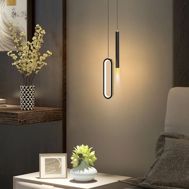 

ZK50 Modern minimalist LED chandelier chandelier Nordic bedroom bedside long line lamp chandelier home decoration lamps 90V-220V