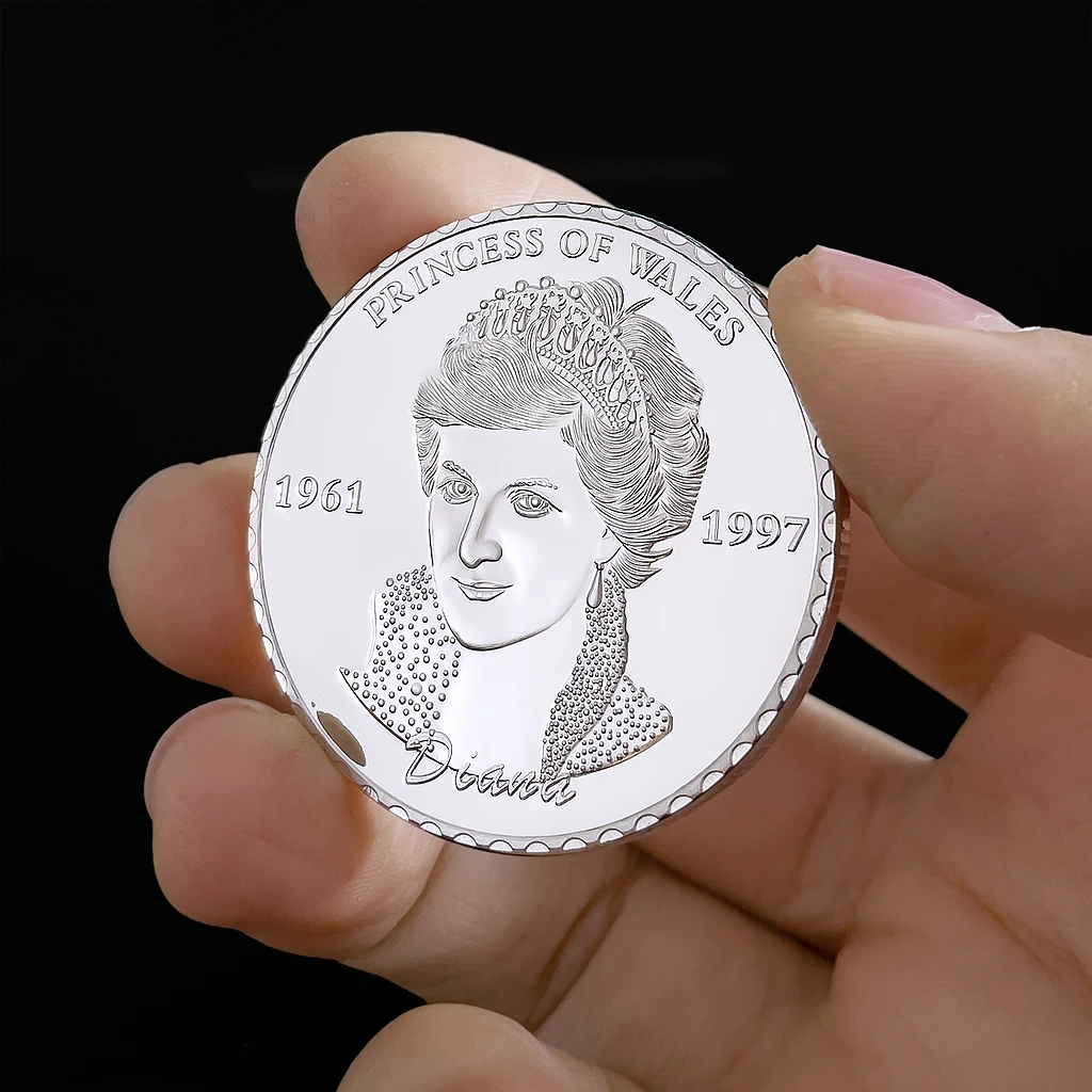 Gran Bretagna Del Regno Unito Principessa Galles Diana Moneta Commemorativa L'Ultima Rosa Dell'Inghilterra Medaglione Placcato Oro Argento