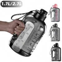 1.7/2.7L Large Capacity Sports Water Bottle Plastic Drinking Bottles with Time Scale Outdoor Camping Hiking Gym Men Water Kettle