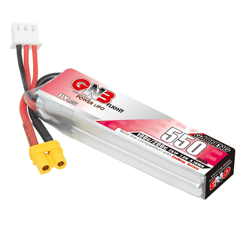 GNB 2S 7.6V 550mAh HV Lipo Battery For Happymodel FPV Racing Cine Whoop BetaFPV RC Drone 7.6V 100C With XT30U-F Plug replacement lithium battery