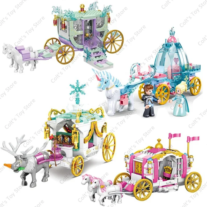 Hot Cartoon Princess Castle Building Blocks Classic Girls Toys Carriage Model Bricks Gift For Girl Kids Snow Playground Moc Sets