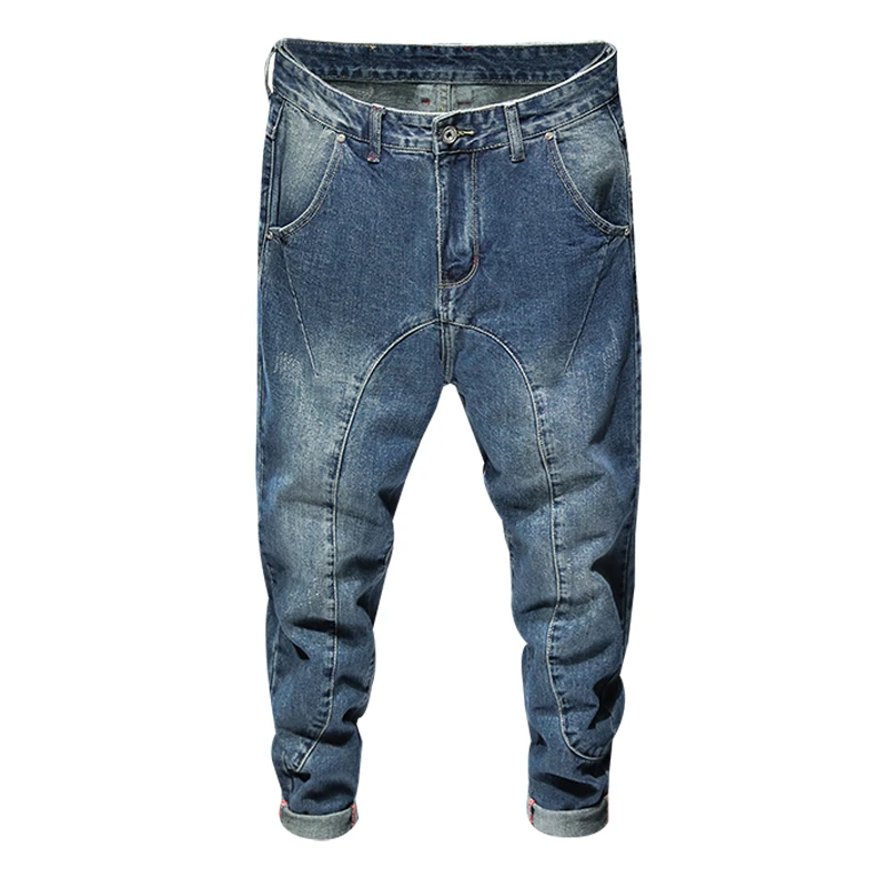 

Harem Pants Men Wide Leg Pants Male Loose Fit Fashion Pockets Desinger Tapered Men's Trousers Casual Guinness Men Large Jean,232