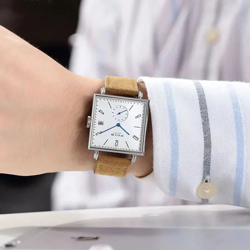 Feice-高級シンプルな正方形防水腕時計、アナログスポーツウォッチ  