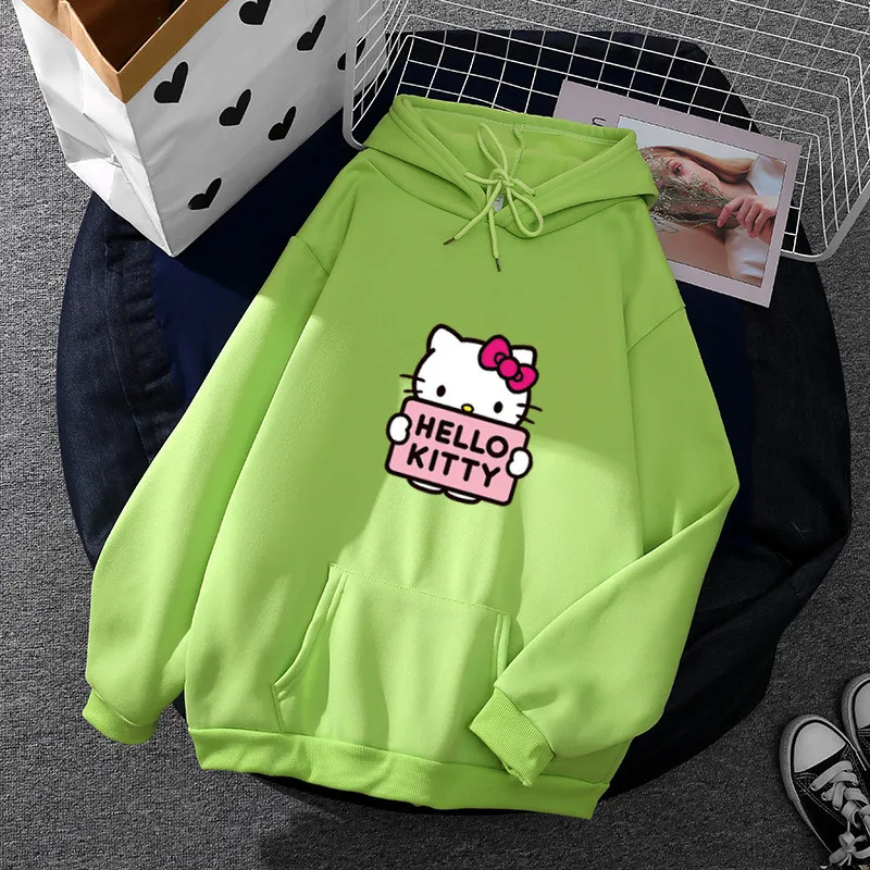thumbnail image 1 of Sudadera con capucha de dibujos animados Sanrio Hello-Kitty para mujer, sudadera de moda coreana para niñas, ropa modelo de primavera y otoño, ropa informal de manga larga, 1 of 5