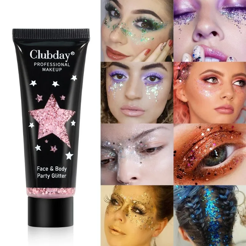 Shimmer Eye&Body Glitter Sequins Gel Smear Face Art Flash Loose Sequins Cream Glitter Nail Hair Stickers Makeup Party Festival 2