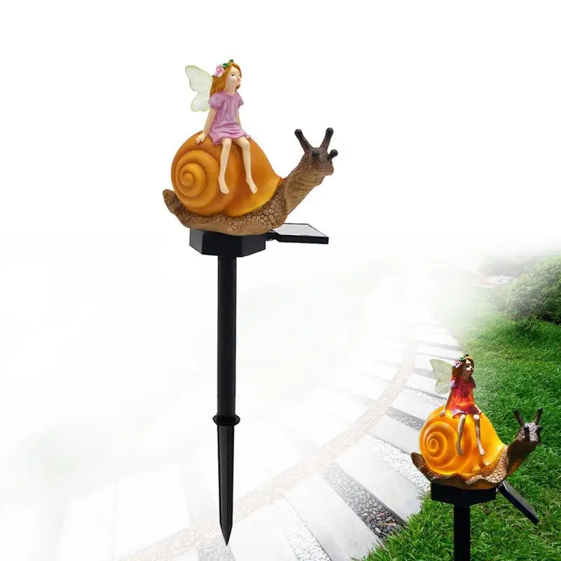

Decorative Fairy Snail Statue Garden Pathway Stakes Outdoor Solar Light Fairy Snail Statue Pathway Stake Snail Garden Stakes