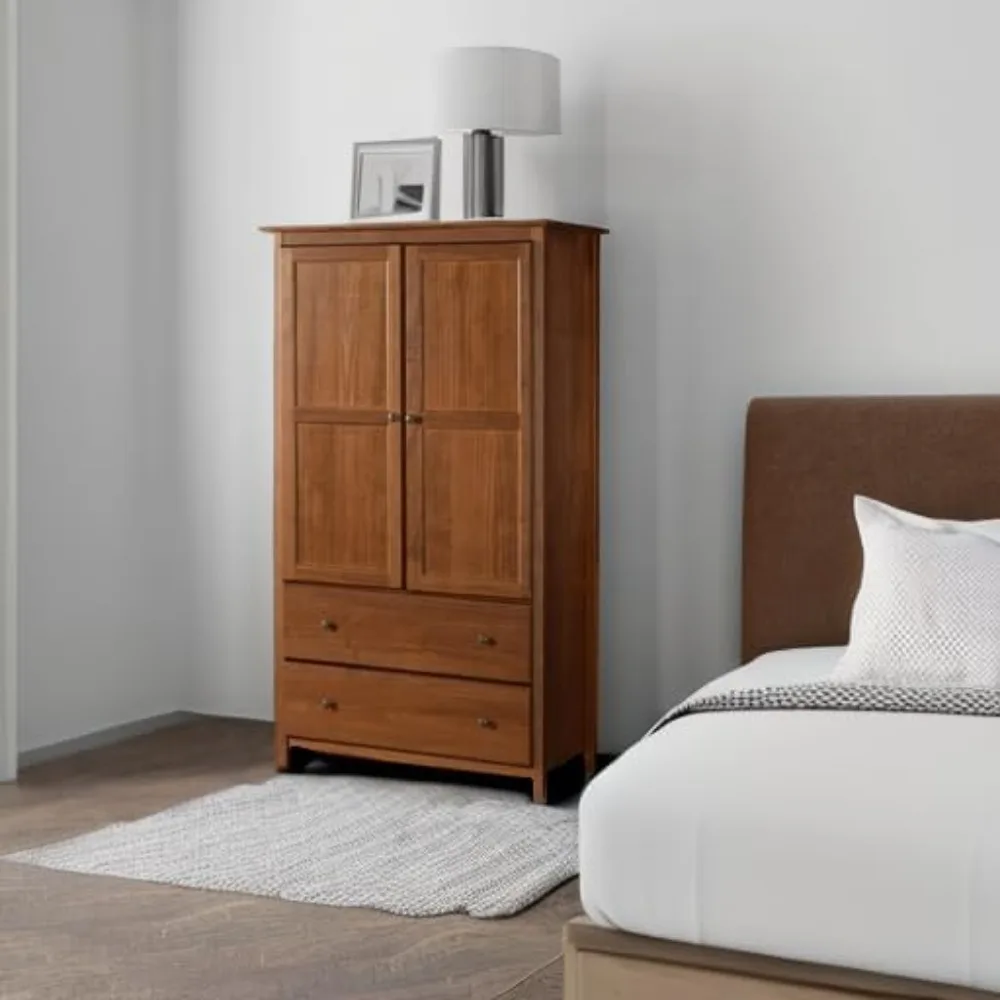 Shaker 2Door Wardrobe,Solid Wood with Walnut Finish and Made of100% solid wood forbedroom living room wardrobescloset organizer 6