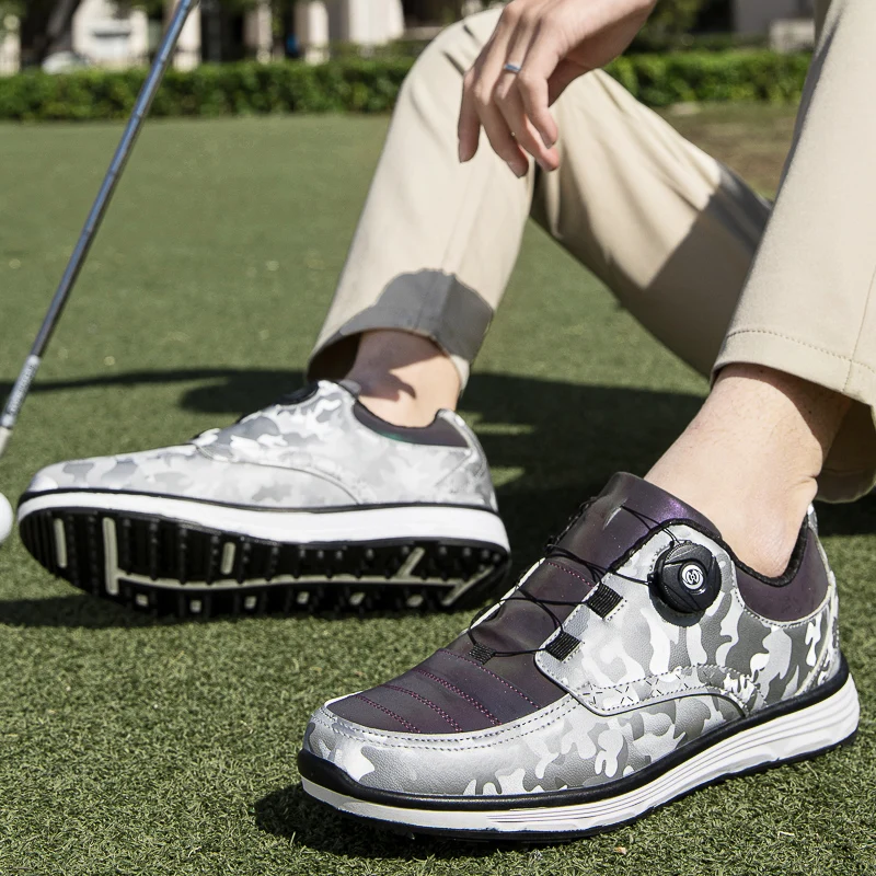 Hot Sale Professional Golf Shoes Men Outdoor Anti-Skid Quick Lacing Golf Spikes Sneakers Breathable Waterproof Luxury Shoes