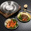 3Pcs Stainless Steels Round Silver Shallow Tray Plate Rust-Proof 14/17/20/23/26/30cm Camping Plate BBQ Picnic Dishes Cookware 3