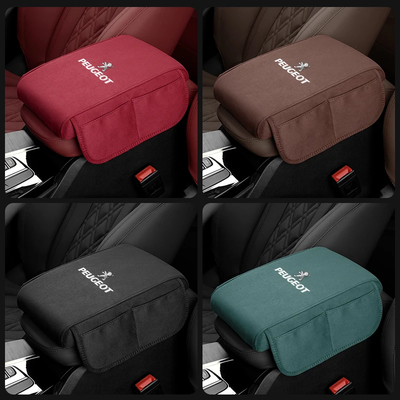 Suede Car Interior Armrest Box Mat Center Console Accessories for Peugeot 206 308 107 307 408 301 5008 207 205 607 4008 106 406