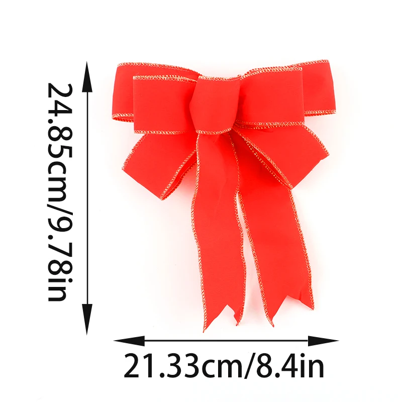 (1PCS/bag)21.33X24.85Cm Large Red Bow Christmas Tree, New Year's Celebration and Happy Reunion with Matching