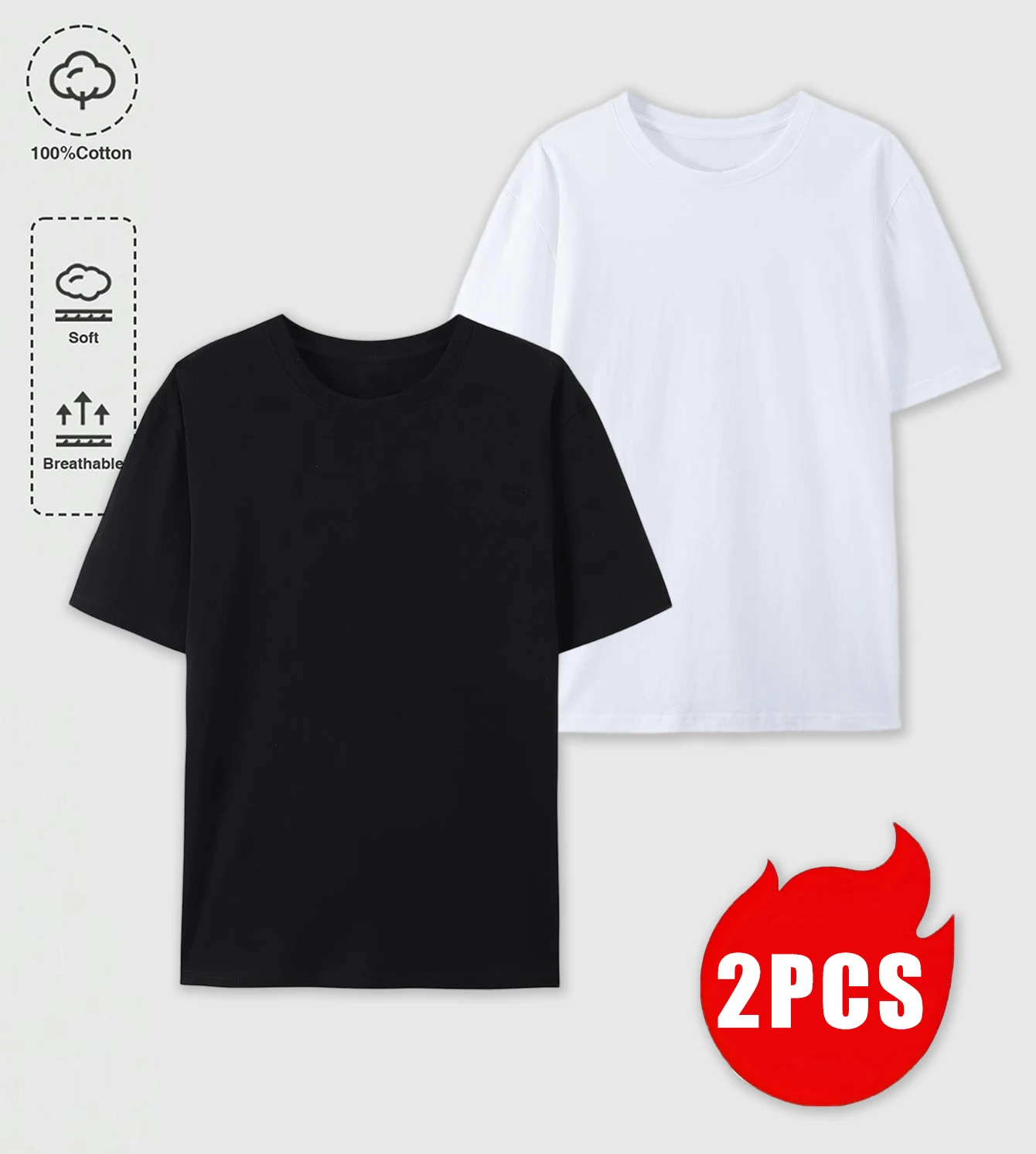 3-teiliges Set Baumwoll-T-Shirts für Herren Retro Mehrfarbig Übergroß Kurzarm Mode Paar-Kleidung Unisex Weiche Basis-Bekleidung – Detail 33