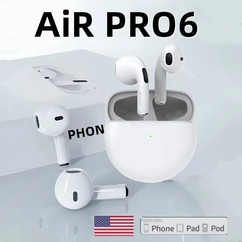 

Беспроводные наушники Air Pro 6 TWS с микрофоном, наушники Bluetooth, Спортивная гарнитура для бега для Apple iPhone Xiaomi Pro6, наушники