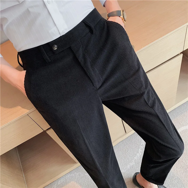 2022 Brand clothing Men Winter Leisure Corduroy Suit Trousers/Male Slim Fit Fashion business leisure Suit Pants Plus size 29-36