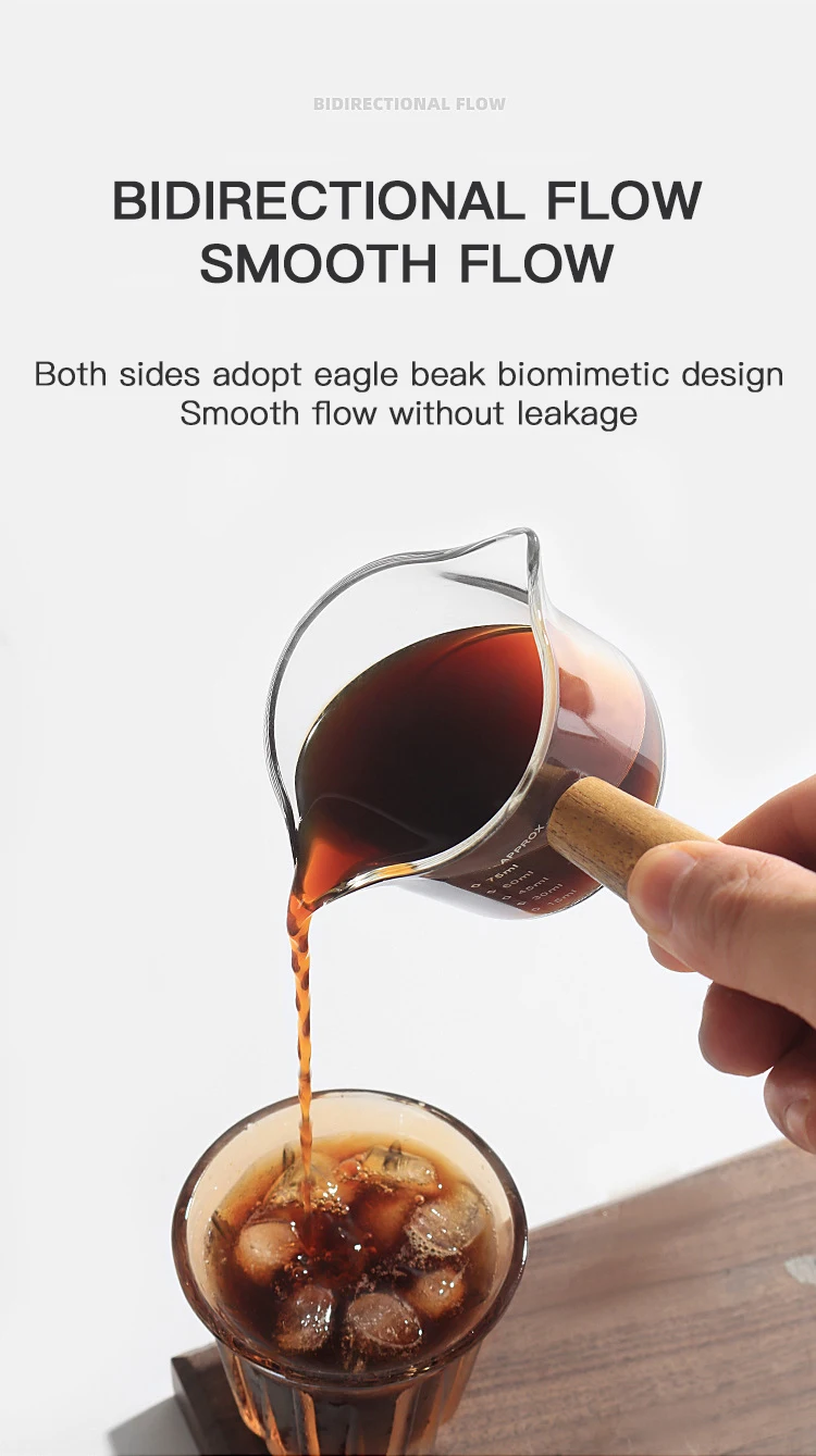 Description Picture 5 of itemEspresso Cup Coffee Measuring Shot Glass Extraction Jug Heat-Resistant With Scale 75ml 100ml Milk Latte Barista Tool Accessories