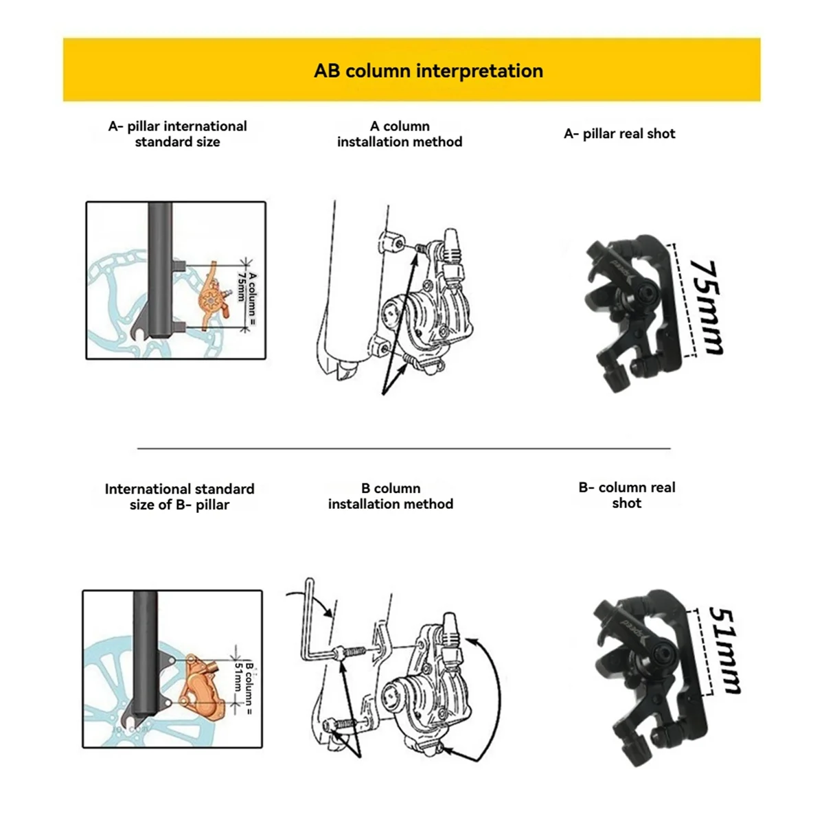 BAAU Mountain Bike Brake Disc Brake Bicycle Mechanical Disc Set for Mountain Bike Pushes Caliper Piston with Rotor