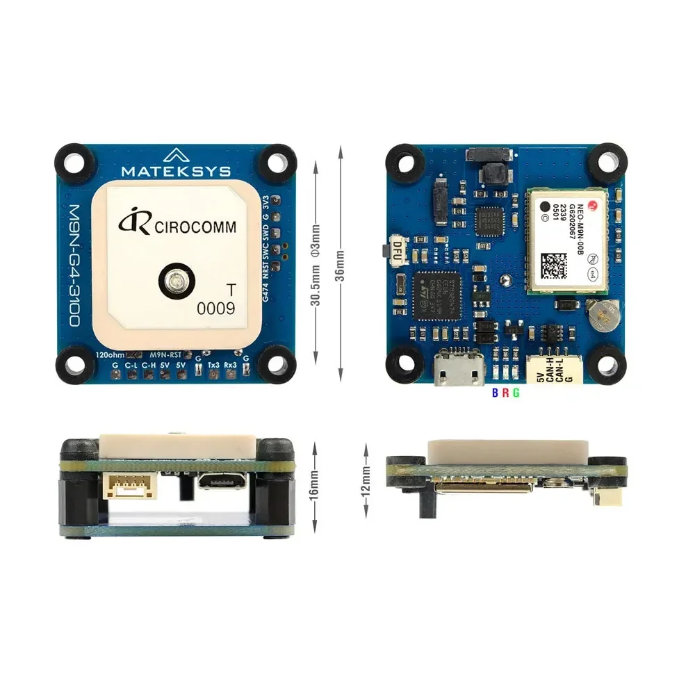 Module GNSS M9N + Boussole RM3100 CAN DroneCAN pour ArduPilot