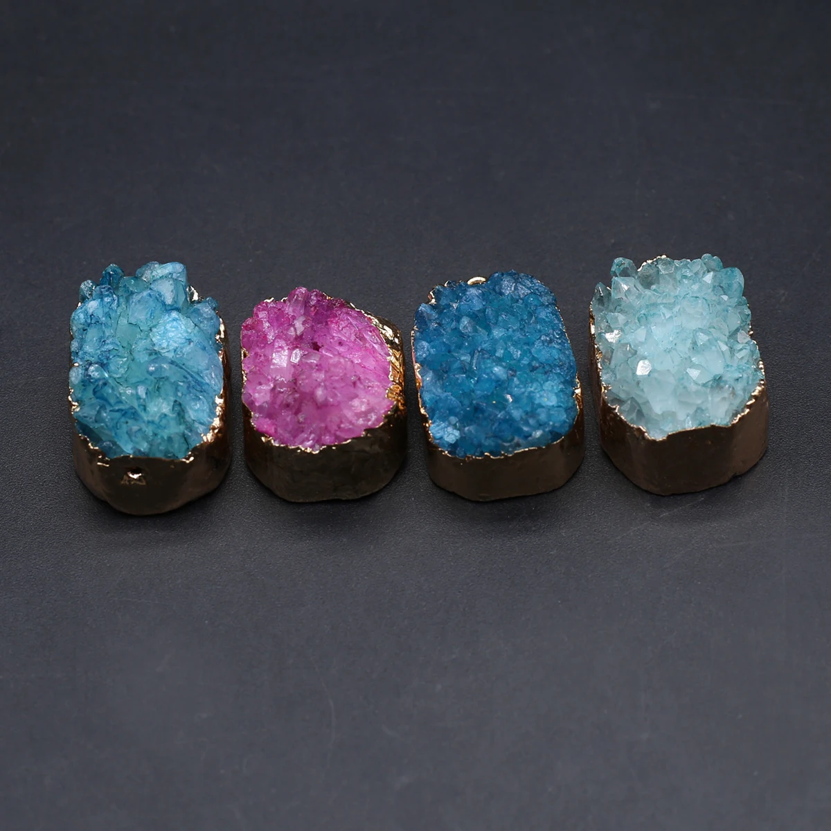 6PCS Natural Semiprecious Crystal Cluster Pendant 28x18mm Reiki Healing Crystal Pendant Jewelry Making DIY Necklace Accessories