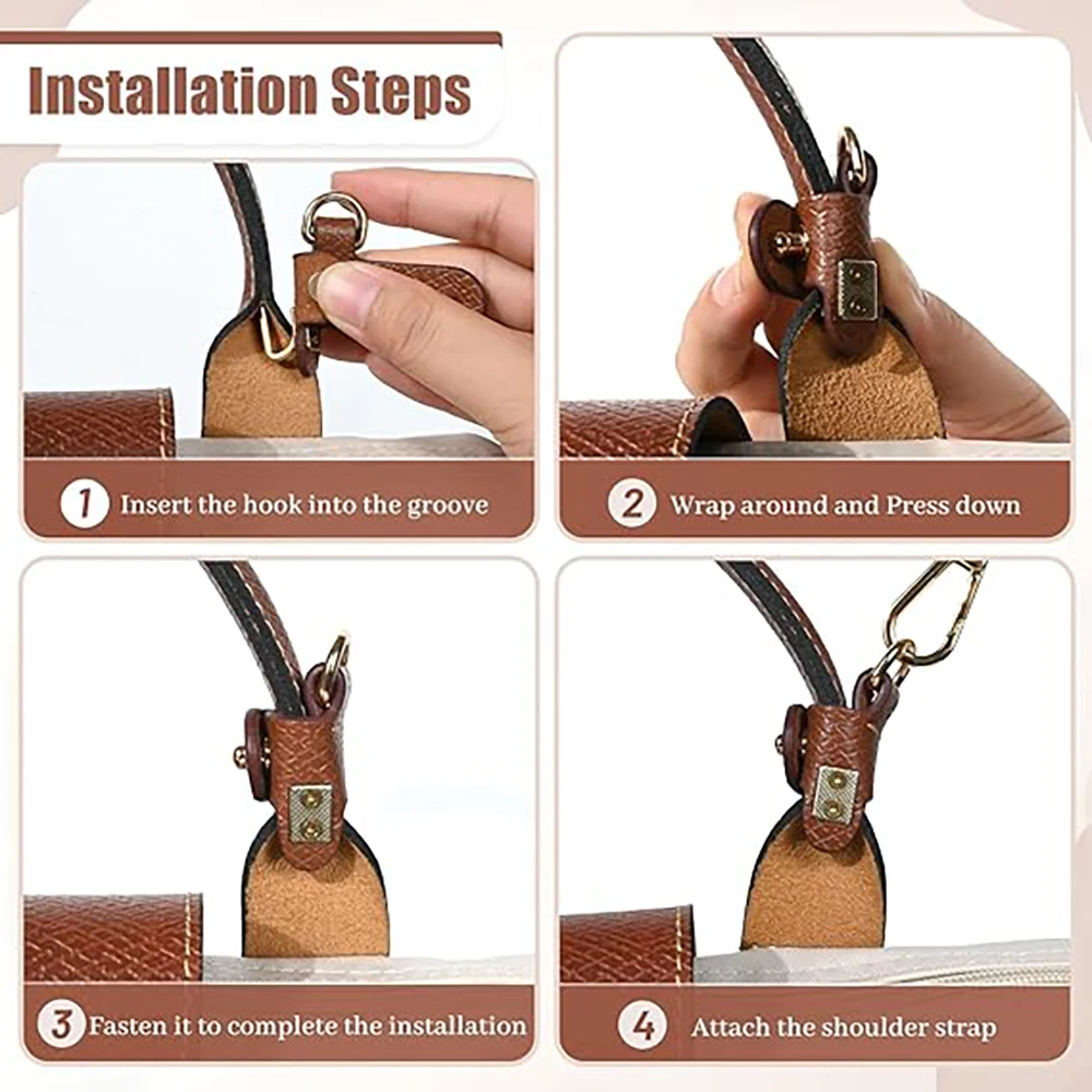 Elegant Leather Adjustable Crossbody Shoulder Strap in Terra Mocha