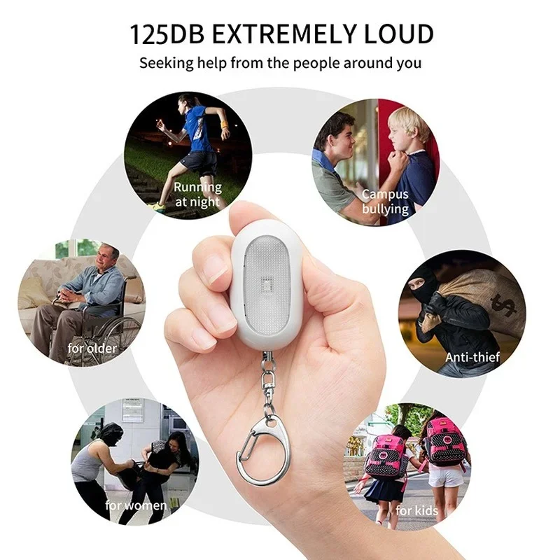 125db 자기 방어 경보, 개인 방어 사이렌, 공격 방지 보안, 여성 어린이 개인 보안, 시끄러운 경고 공격 공황