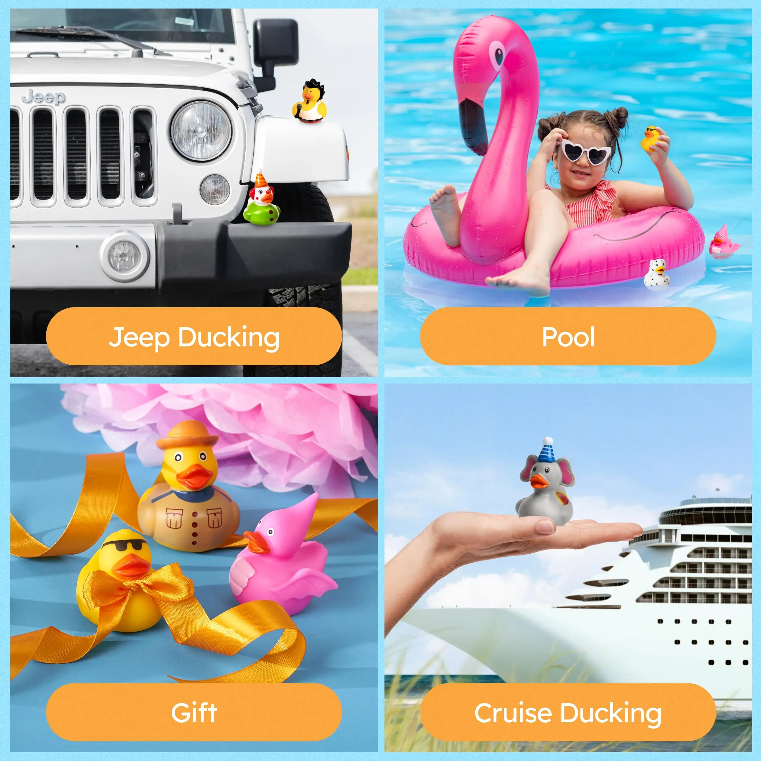 Rubber Ducks - 12 Piece Bulk Pack for Bath, Pool, Party, Cruise, Jeep Ducking, Decoration & More - Small Assorted Funny Toy Duck 6