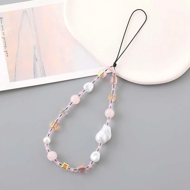 بسيطة الغريبة لؤلؤة نجمة الساحرة شريط للرسغ جراب هاتف حبل مجوهرات للنساء العصرية الحب اللؤلؤ القوس مطرز سلسلة الهاتف الحبل