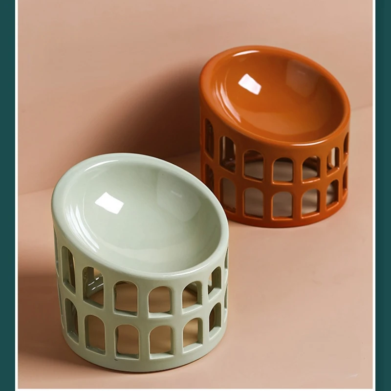 

Ceramic high-foot oblique mouth to protect the cervical spine from overturning, easy to clean and feed pet supplies