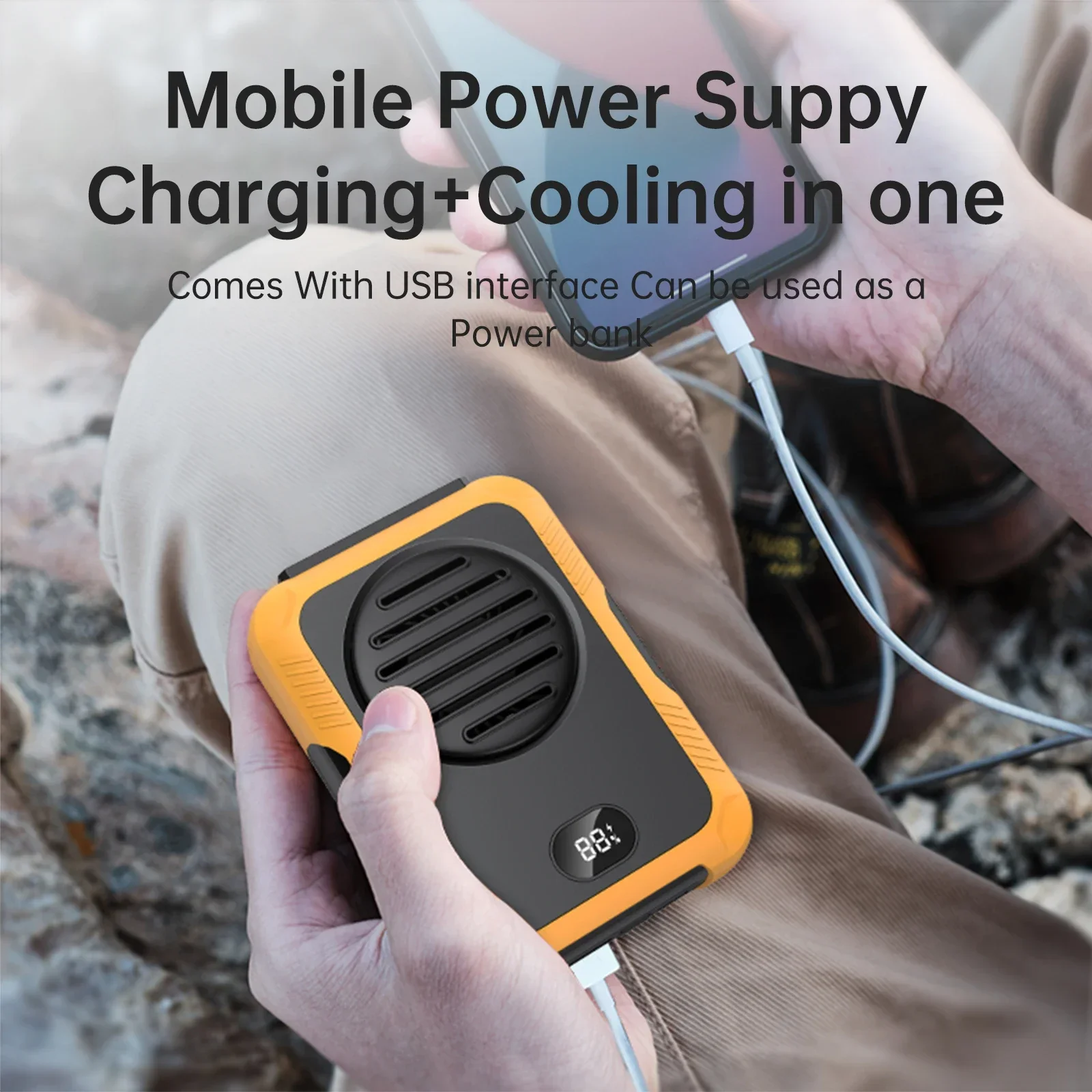 Bladeless Neck Waist Fan Portable USB Rechargeable Power Bank 3-Speed for Outdoor Sports Travel Home Office