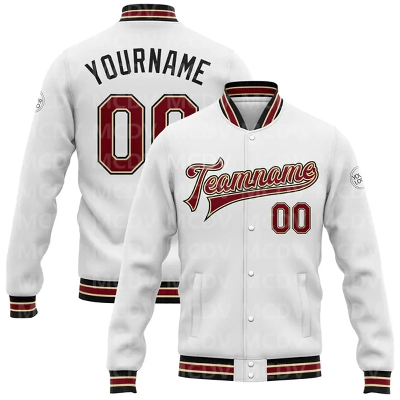 Custom White Aqua Black-Pink Bomber Full-Snap Varsity Letterman Jacket Baseball Button Jacket