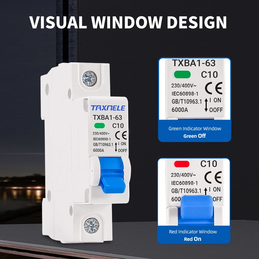 AC MCB 1P 2P 3P 4P 230V 400V 6KA Mini Circuit breaker Air Switch 10A 16A 20A 32A 40A 50A 63A Overload Short Circuit Protect