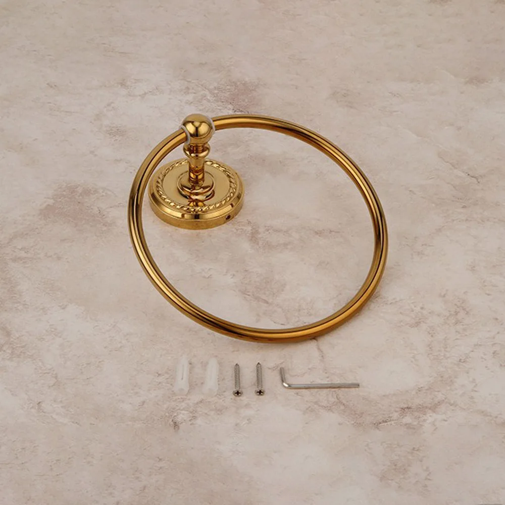 Towel Rings Luxury Gold Color Brass Towel Ring Holder Bath Bar Bathroom Accessories Lba605