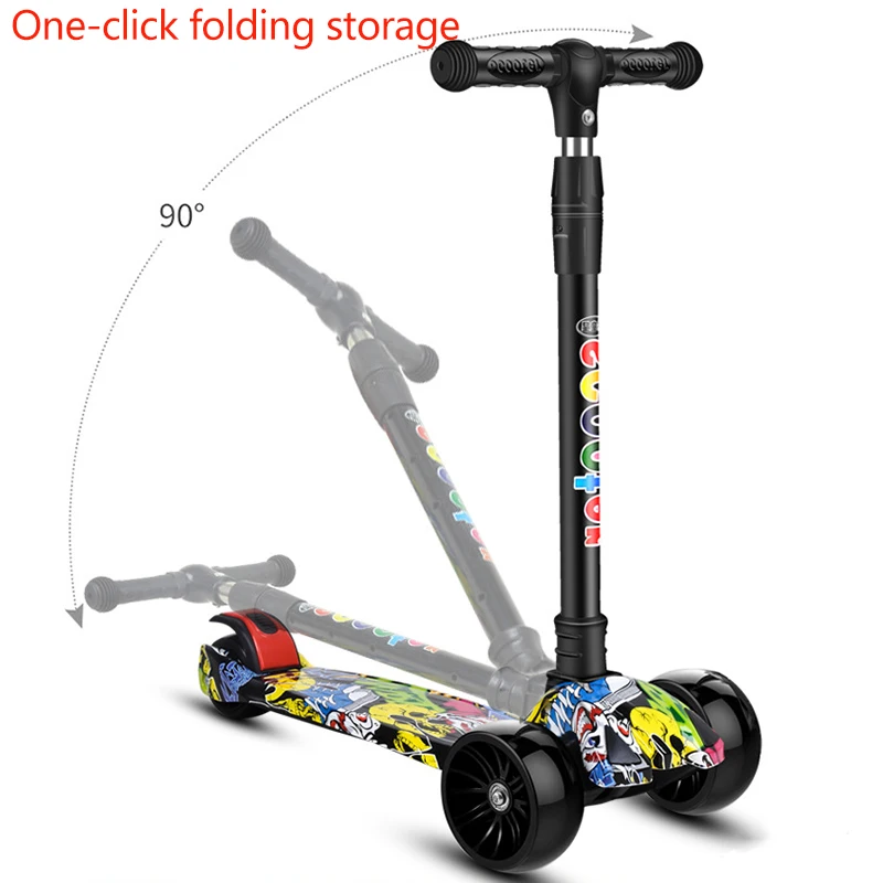 Children Scooter 3 Wheel Scooter with Flash Wheels Kick For 2-12 Year Kids Adjustable Height Foldable