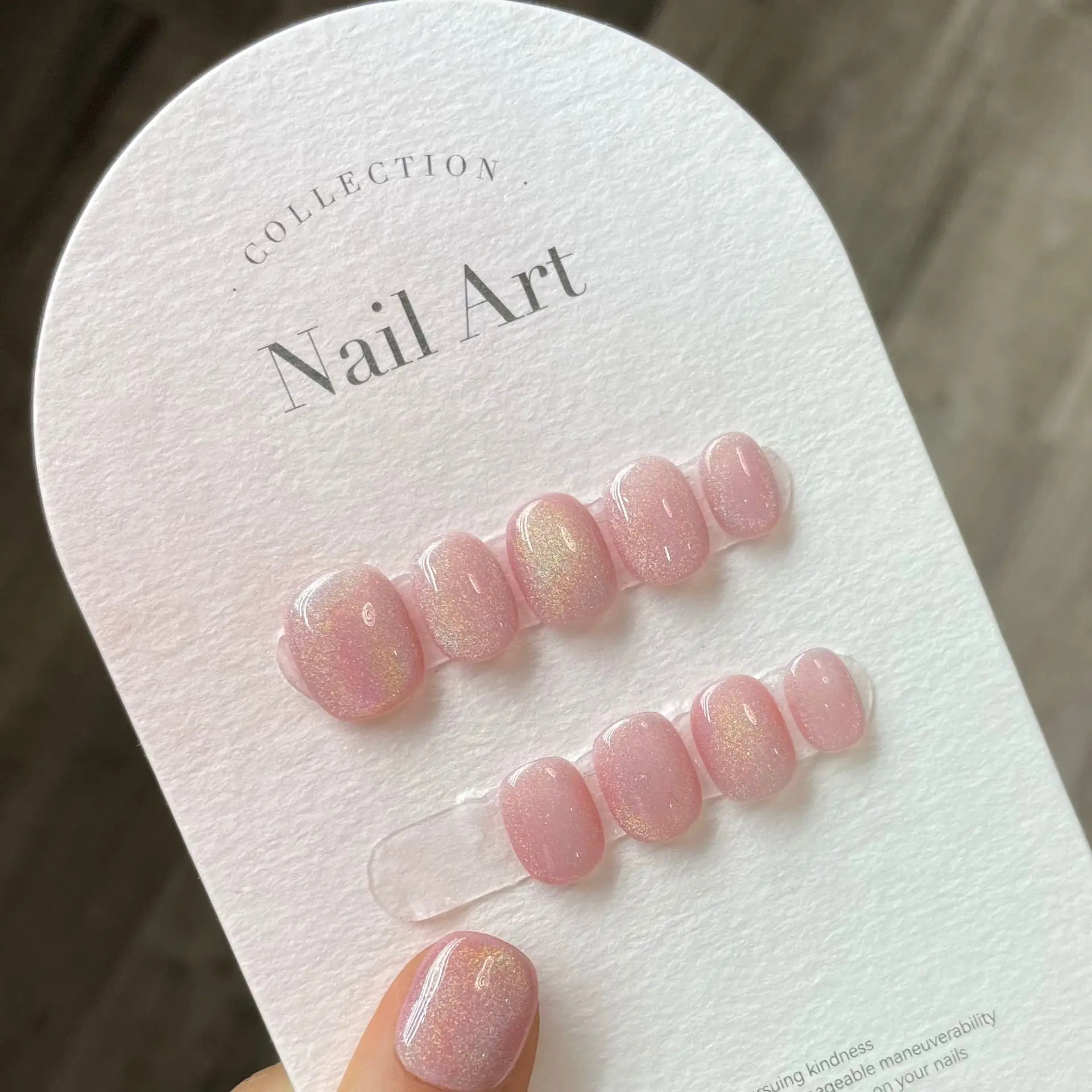

Short Glitter Press On Nails Handmade Acrylic Full Cover Professional Japanese Nail Sticker Sweet Artificial Nails