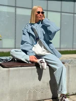 Col montant Multi poche taille cintré vêtements de travail femmes manteau bouton à manches longues haut ample automne dame loisirs vacances manteaux 4