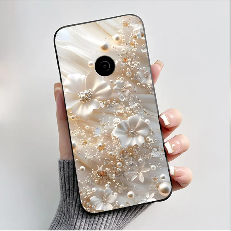 Cute Flower Cartoon Soft Silicone Phone Case – Black Printed Shell Cover