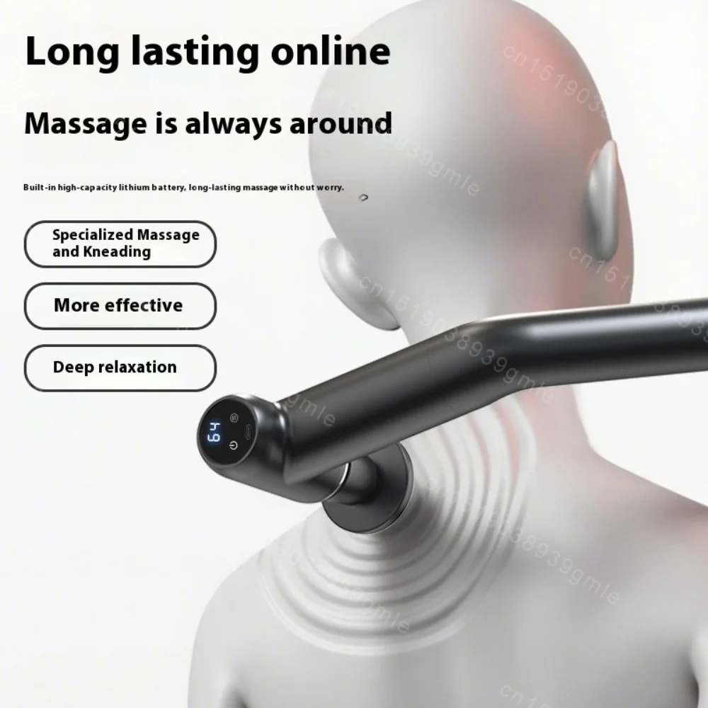 Smart Electric Fascia Gun Professional Deep Tissue Massager Home U-Shaped Head Extended Handle for Back Muscle Relaxation