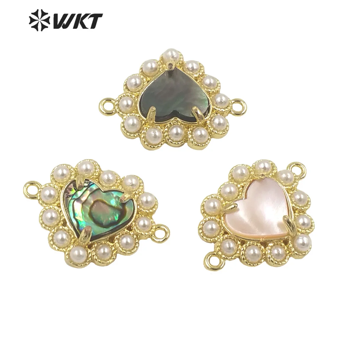 

WT-PC007 Beautiful And Lovely Heart Shape Colorful Reflective Shell Tiny 18k Charms For Necklace Jewelry Findings